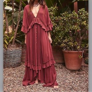 Free people Paradiso Ruffles Ethereal Duster maxi dress